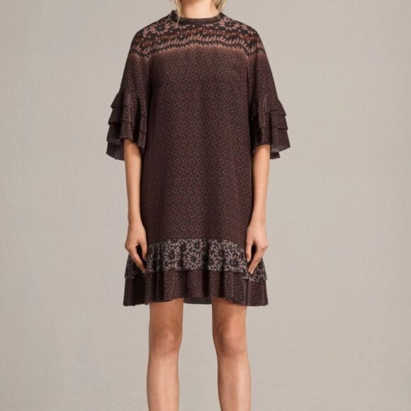 All Saints Rayen Anokhi Silk Dress in Size Small - Picture 1 of 12